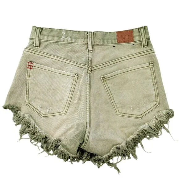 BDG High-Rise Cheeky Shorts 25 Green Frayed Hem - Picture 3 of 8